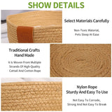 Yokee Pet Cat Mat Dog Bed Sofa Handmade Bamboo Weaving Four Season Cozy Nest Baskets Waterproof Removable Cushion Sleeping House