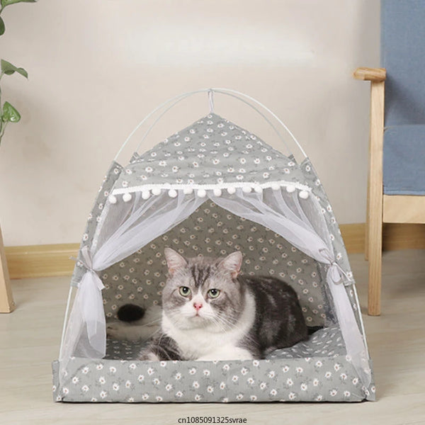 Cat Tent Bed Pet Cat House Closed Cozy Puppy Cage with Floors Pet Dog House Calming Cat Beds Puppy Kennel Tents Pet Supplies