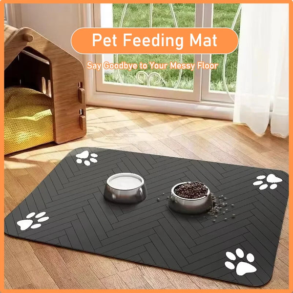 Pet Feeding Mat-Absorbent Pet Placemat for Food and Water Bowl, with Waterproof Rubber Backing, Quick Dry Water Mat for Dog Cat