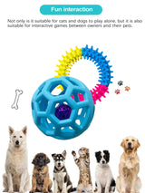 2 Pet Dog Toys: Bite-Resistant Bell Ball & Tri-Color Molar Ring, Soft Rubber for Teeth Grinding & Chewing