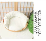 Yokee Pet Cat Mat Dog Bed Sofa Handmade Bamboo Weaving Four Season Cozy Nest Baskets Waterproof Removable Cushion Sleeping House