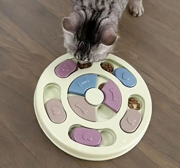 Pet Food Carousel, 14 Compartments, Slow Feeder, Anti-Slip Design, Fun & Safe for Pets