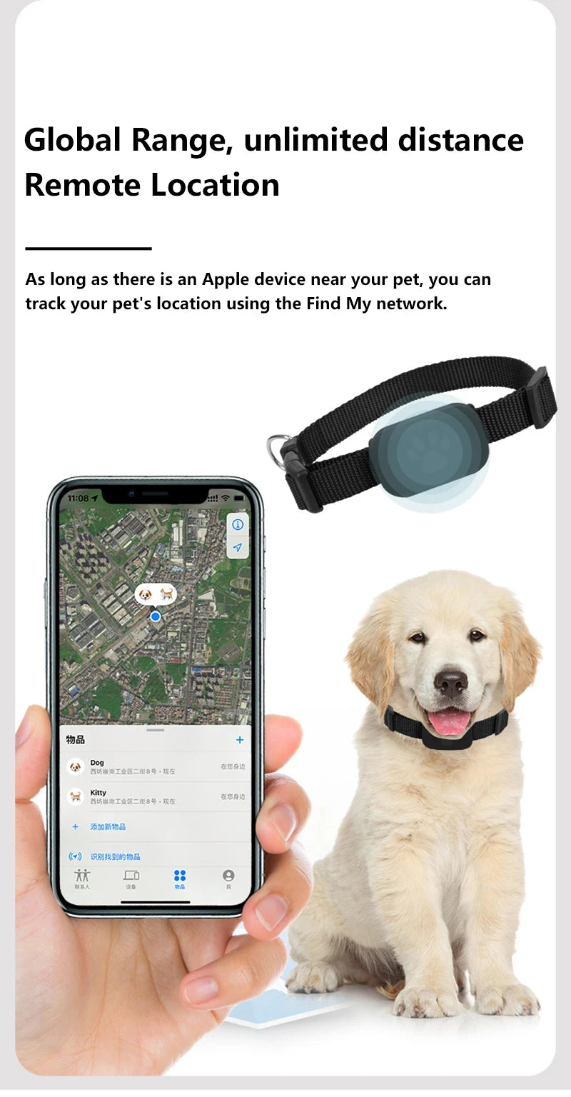 New Pet GPS Tracker Collar for Cats Dogs iOS Compatible Find My Device Anti Lost Waterproof Real Time Tracking Smart Locator